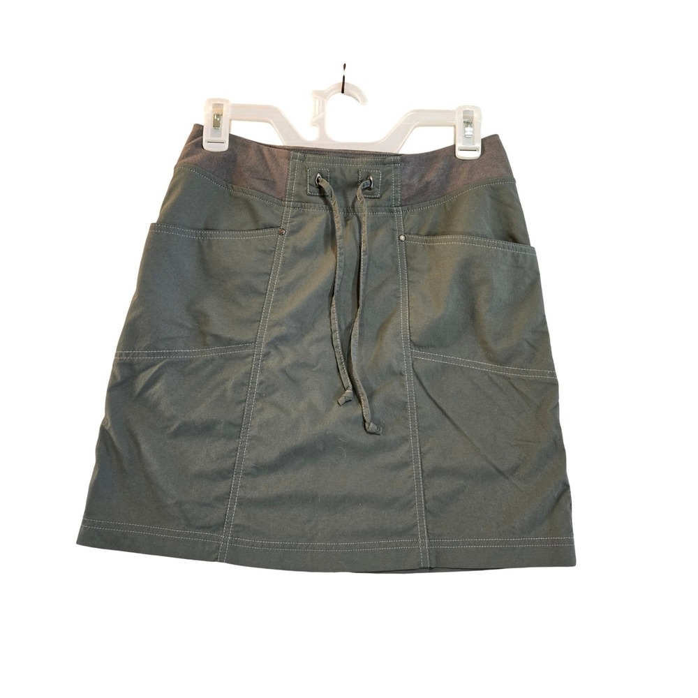 Royal Robbins Olive Stretch Hiking Skirt Womens XS Drawstring Utility Pockets